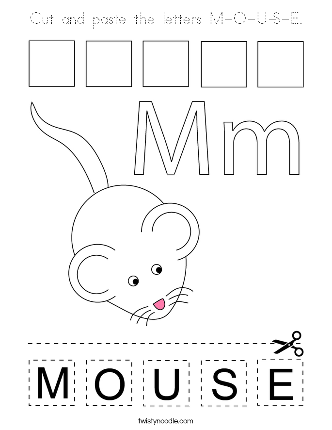 Cut and paste the letters M-O-U-S-E. Coloring Page