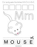 Cut and paste the letters M-O-U-S-E Coloring Page