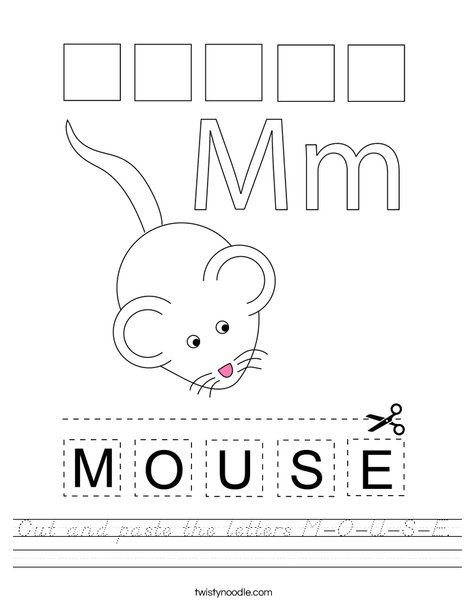 Cut and paste the letters M-O-U-S-E. Worksheet