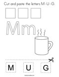 Cut and paste the letters M-U-G. Coloring Page