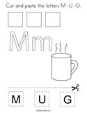 Cut and paste the letters M-U-G Coloring Page