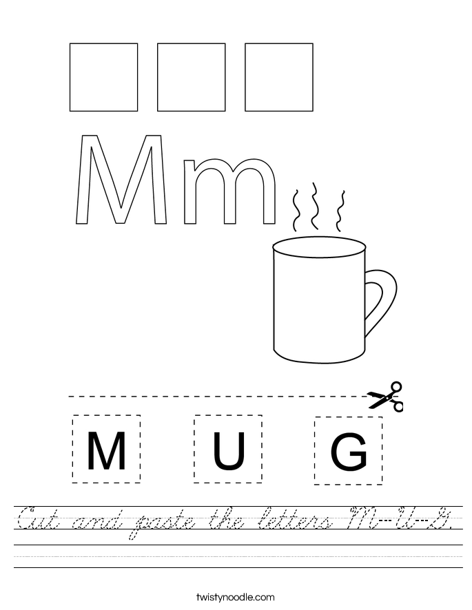 Cut and paste the letters M-U-G. Worksheet