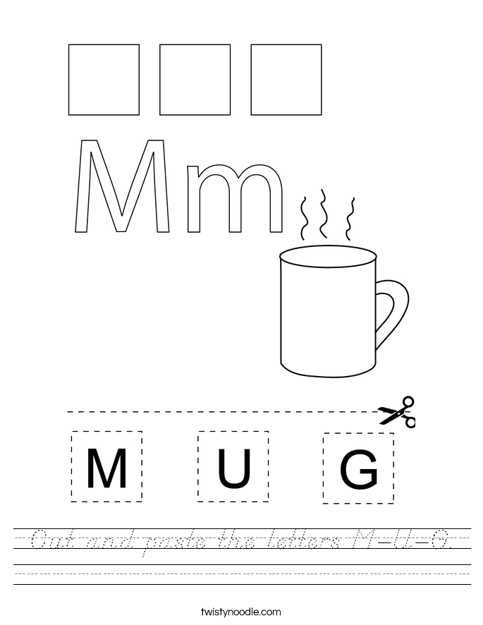 Cut and paste the letters M-U-G. Worksheet