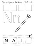 Cut and paste the letters N-A-I-L Coloring Page