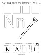 Cut and paste the letters N-A-I-L Coloring Page