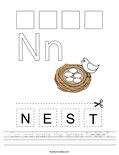Cut and paste the letters N-E-S-T. Worksheet