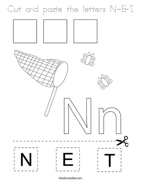 Cut and paste the letters N-E-T. Coloring Page