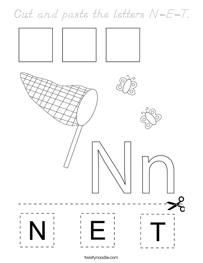 Cut and paste the letters N-E-T. Coloring Page