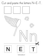 Cut and paste the letters N-E-T Coloring Page