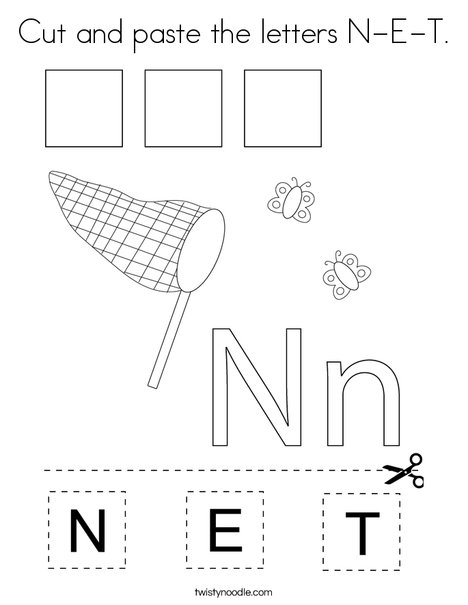 Cut and paste the letters N-E-T. Coloring Page