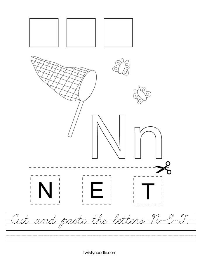 Cut and paste the letters N-E-T. Worksheet
