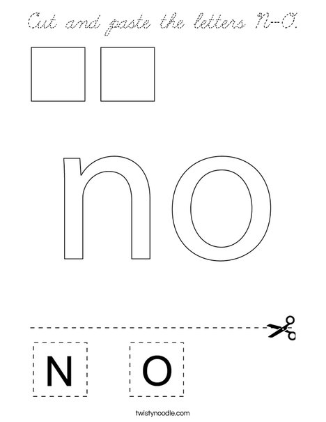 Cut and paste the letters N-O. Coloring Page