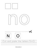 Cut and paste the letters N-O Handwriting Sheet