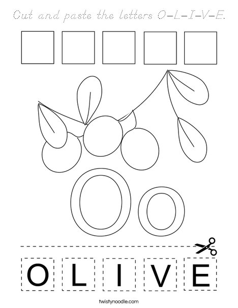 Cut and paste the letters O-L-I-V-E. Coloring Page