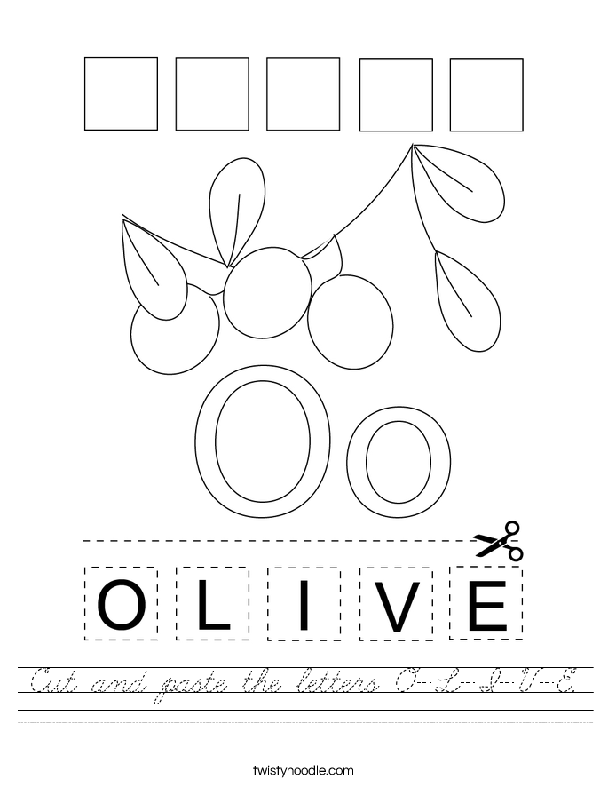 Cut and paste the letters O-L-I-V-E. Worksheet