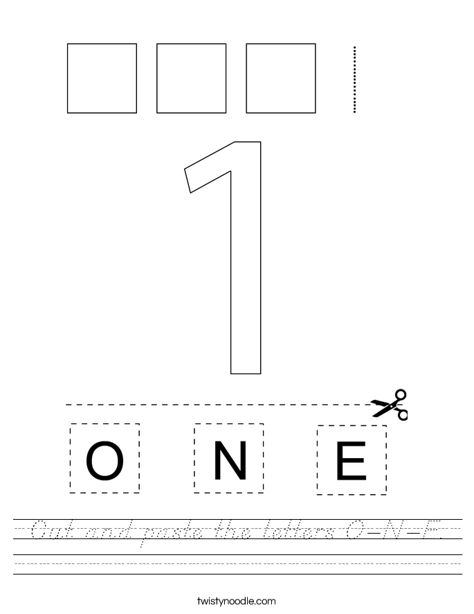 Cut and paste the letters O-N-E. Worksheet