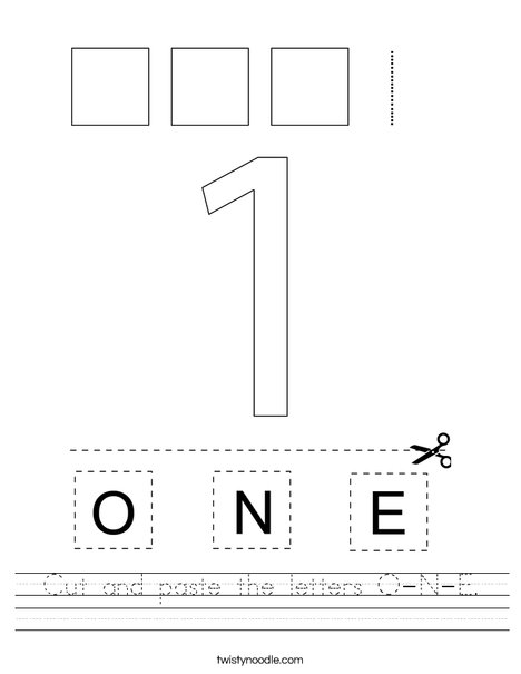 Cut and paste the letters O-N-E. Worksheet