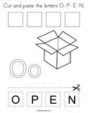 Cut and paste the letters O-P-E-N Coloring Page
