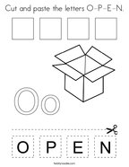 Cut and paste the letters O-P-E-N Coloring Page