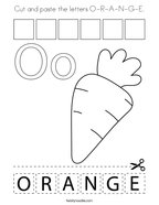 Cut and paste the letters O-R-A-N-G-E Coloring Page