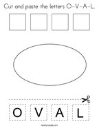Cut and paste the letters O-V-A-L Coloring Page