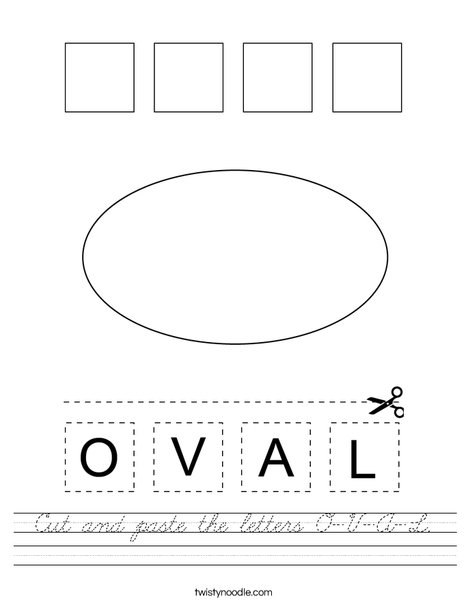 Cut and paste the letters O-V-A-L. Worksheet
