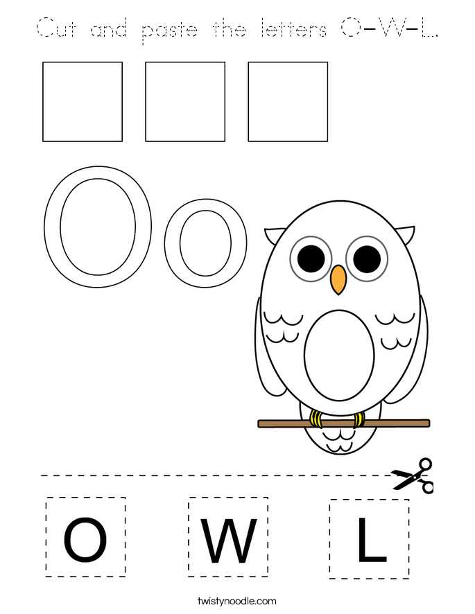 Cut and paste the letters O-W-L. Coloring Page