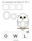 Cut and paste the letters O-W-L Coloring Page
