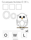 Cut and paste the letters O-W-L Coloring Page
