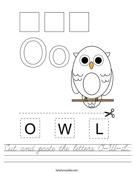 Cut and paste the letters O-W-L. Worksheet