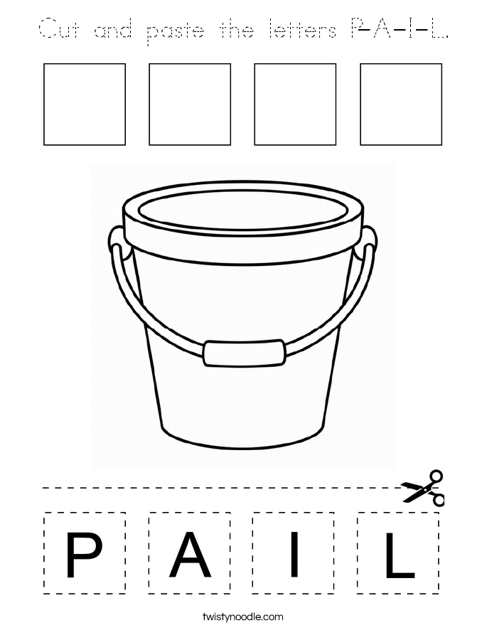 Cut and paste the letters P-A-I-L. Coloring Page