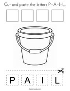 Cut and paste the letters P-A-I-L Coloring Page
