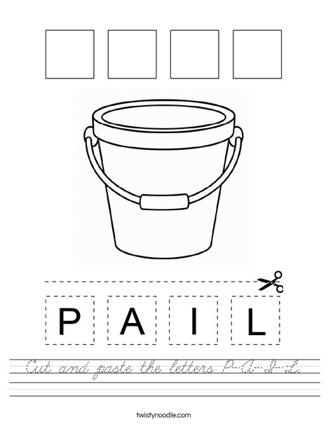 Cut and Paste the Letters P-A-I-L. Worksheet