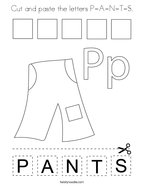 Cut and paste the letters P-A-N-T-S Coloring Page