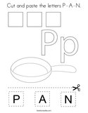 Cut and paste the letters P-A-N Coloring Page