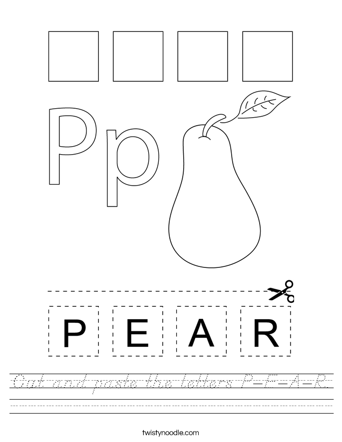 Cut and paste the letters P-E-A-R. Worksheet