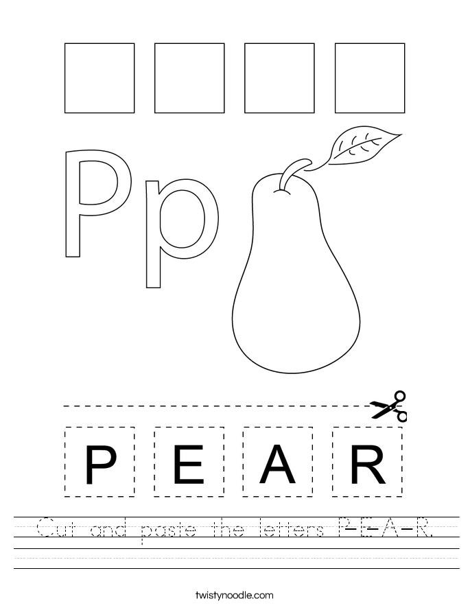 Cut and paste the letters P-E-A-R. Worksheet