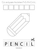 Cut and paste the letters P-E-N-C-I-L Coloring Page