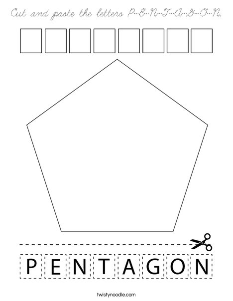 Cut and paste the letters P-E-N-T-A-G-O-N. Coloring Page