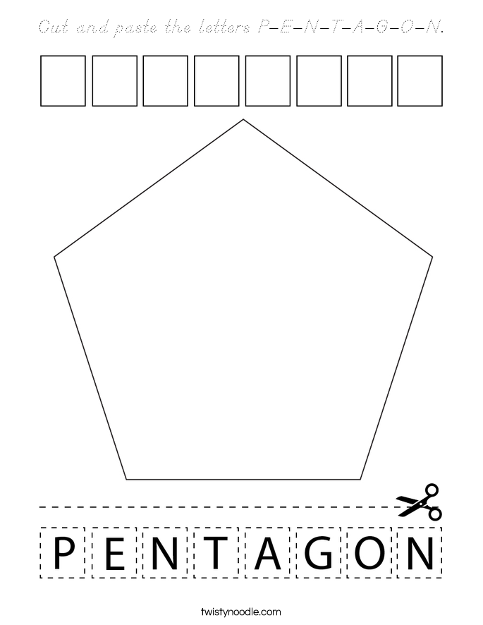 Cut and paste the letters P-E-N-T-A-G-O-N. Coloring Page