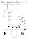 Cut and paste the letters P-I-G Coloring Page