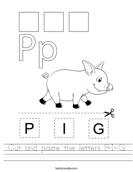 Cut and paste the letters P-I-G. Worksheet