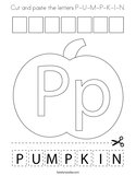 Cut and paste the letters P-U-M-P-K-I-N Coloring Page