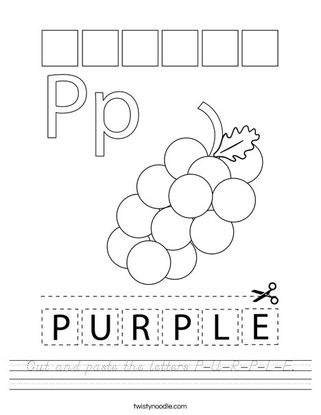 Cut and paste the letters P-U-R-P-L-E. Worksheet