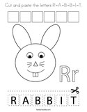 Cut and paste the letters R-A-B-B-I-T Coloring Page