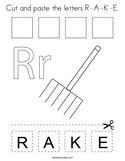 Cut and paste the letters R-A-K-E Coloring Page