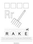 Cut and paste the letters R-A-K-E. Worksheet