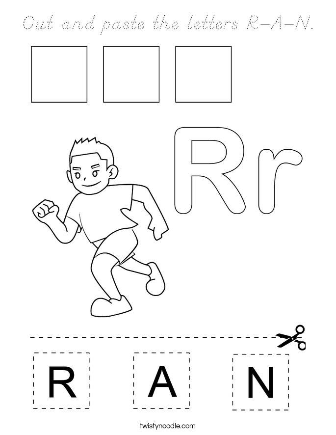 Cut and paste the letters R-A-N. Coloring Page