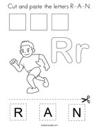 Cut and paste the letters R-A-N Coloring Page