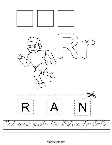 Cut and paste the letters R-A-N. Worksheet